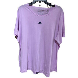 Adidas Womens T-shirt 2X Purple PrimeGreen Aeroready Own The Run Tee Reflective